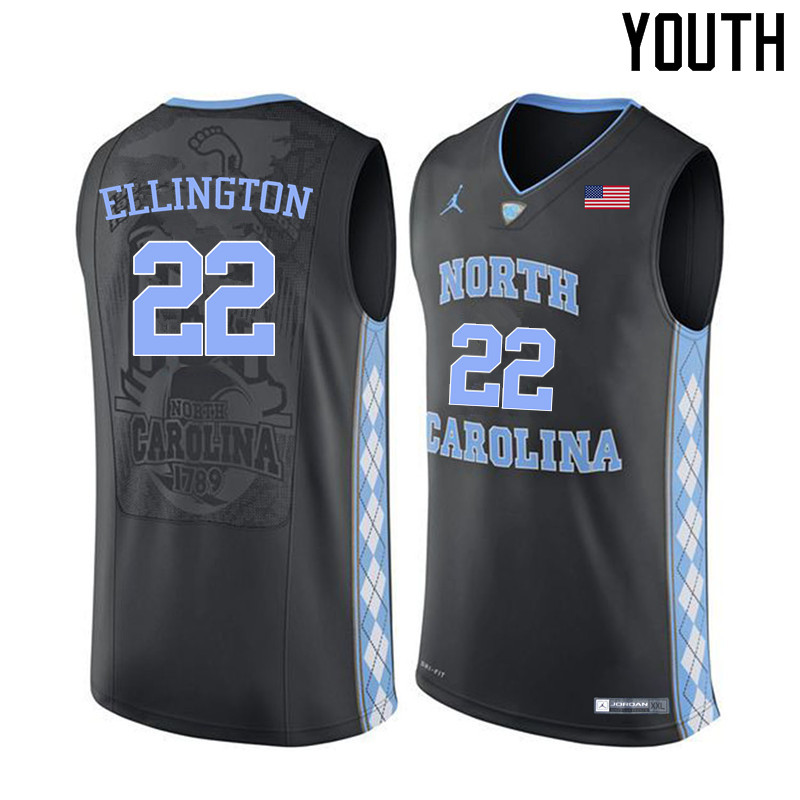 Youth North Carolina Tar Heels #22 Wayne Ellington College Basketball Jerseys Sale-Black